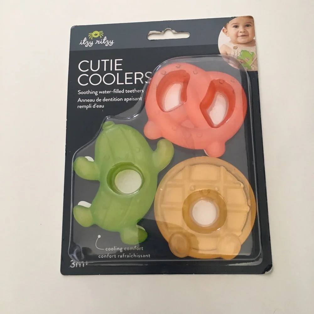 Itzy Ritzy Cutie Coolers Water filled Teether Set of 3 Soothes Gums NEW